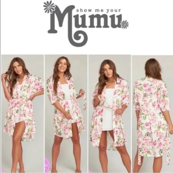 2/$30 Show Me Your Mumu Robe Floral Garden One Size Pink White & Green Floral - Picture 6 of 15